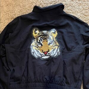 Black Jacket LSU Auburn Clemson with SequinTiger Embroidery